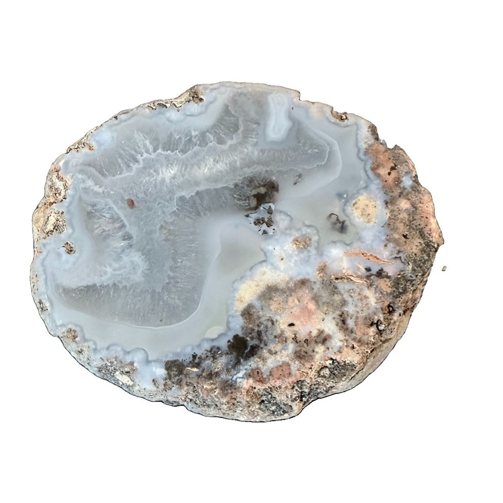 Natural Brazilian Agate Slice Polished Display Specimen Paperweight 13oz 4in